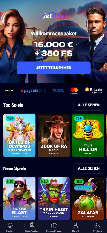 Startseite im Jet4Bet