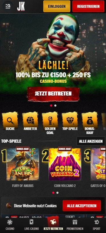 Startseite im Jokery