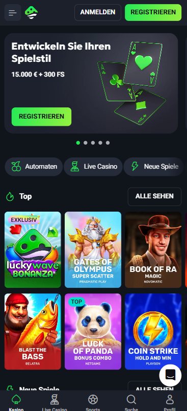 Startseite im LuckyWave