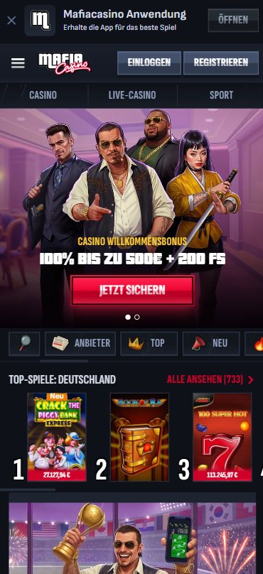 Startseite im MafiaCasino